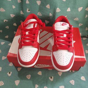 Nike Dunk Low White And Red Low-Top Sports Shoes